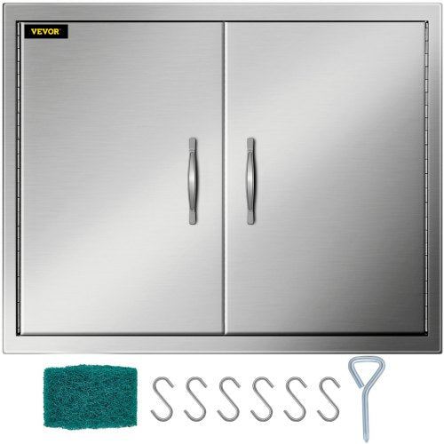 VEVOR Outdoor Kitchen Access 30.5X 21 Wall Construction Stainless Steel Flush Mount for BBQ Island, 30.5inch x 21inch, Double Door