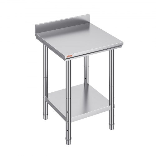 24 x 24 x 35 Inch Stainless Steel Work Table, Commercial Food Prep Worktable Heavy Duty Prep Worktable, Metal Work Table with Adjustable Height for Restaurant, Home and Hotel