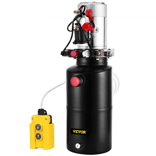 Hydraulic Power Unit 12V DC Double Acting Hydraulic Pump 8 Quart Steel Reservoir Hydraulic Pump Unit for Dump Trailers Car Lift Pump (8 Quart Double Acting Steel)