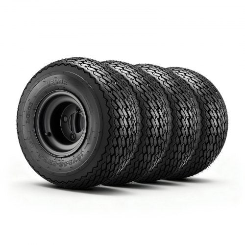 Golf Cart Wheels, 8' 18x8.50-8 Black Steel Golf Cart Tires and Wheels Combo (Set of 4) Fit Club Car, EZGO, Yamaha, 4 Ply Rubber 4-Lug Lawn Mower Tires & Rims Assembly, 800 lbs Load, All-Terrain