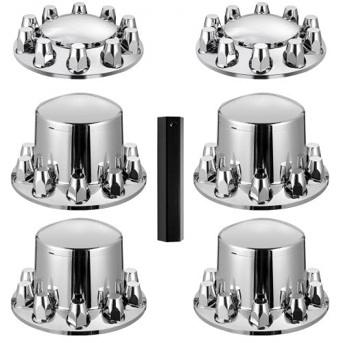 Rear Front Axle Wheel Covers, Dome Axle Cover for Semi Truck, ABS Rust-Resistant Lug Nut Covers, Universal Fit, Installation Tool Included, 2 Front and 4 Rear Axle Hub Covers Combo Kit