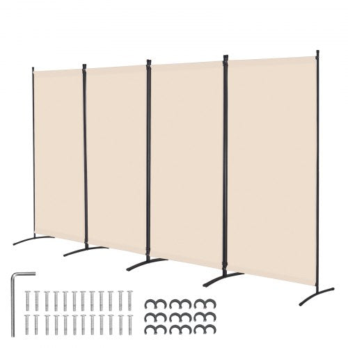 Room Divider, 4 Panel Room Divider, Folding Privacy Screen and Portable Partition Divider for Room Separation, Freestanding Room Partitions for Office, Bedroom, Study, Beige