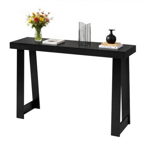 46 in Console Table, Modern Desk Behind the Couch, Wooden Rectangle Entrance Desk, Narrow Long Sofa Table Accent Stand for Hallway, Bedroom, Living Room, Foyer, Easy Assembly, Black