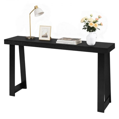 56 in Console Table, Modern Desk Behind the Couch, Wooden Rectangle Entrance Desk, Narrow Long Sofa Table Accent Stand, Ideal for Hallway, Bedroom, Living Room, Foyer, Easy Assembly, Black