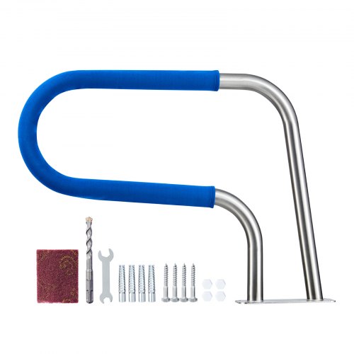 Pool Rail, 31 x 22 inch Pool Handrail, 220 lbs Load Capacity Heavy Duty 304 Stainless Steel Swimming Handrail, Detachable Nonslip Sleeve, Rich Accessories, for Poolside, Water Parks£¬ Spa Centers