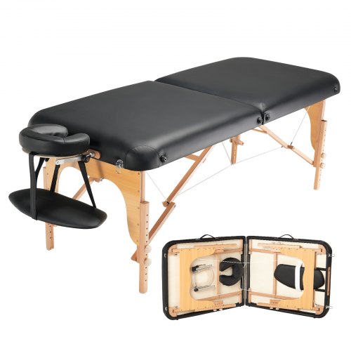 Professional Wide Massage Table 30' W, Heavy Duty Folding Massage Table, 8-Level Height Adjustable Facial Salon Tattoo Bed, Portable Spa Table with Headrest, Hand Pallet & Carrying Bag, 750LBS