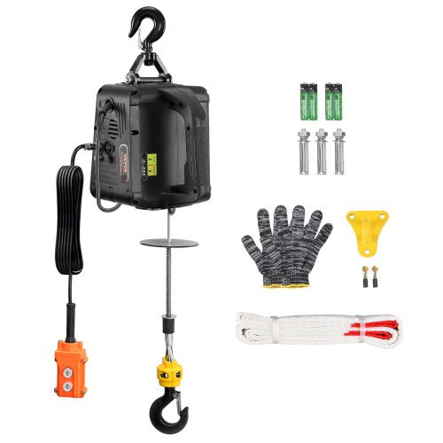 2-in-1 1100 lbs Electric Hoist Winch, 1500W Portable Power Winch Crane, 22.9 ft Lifting Height, 13 ft/min with Wired Remote Control, for Garage, Warehouse, Factory Lifting Towing