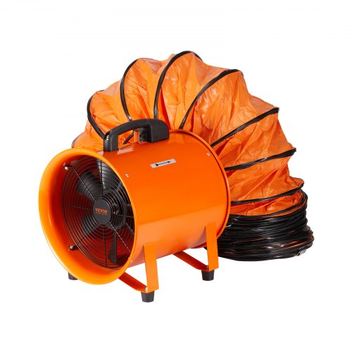 Portable Ventilator, 10 inch Heavy Duty Cylinder Fan with 16.4ft Duct Hose, 380W Strong Shop Exhaust Blower 1893FM, Industrial Utility Blower for Sucking Dust, Smoke, Smoke Home/Workplace
