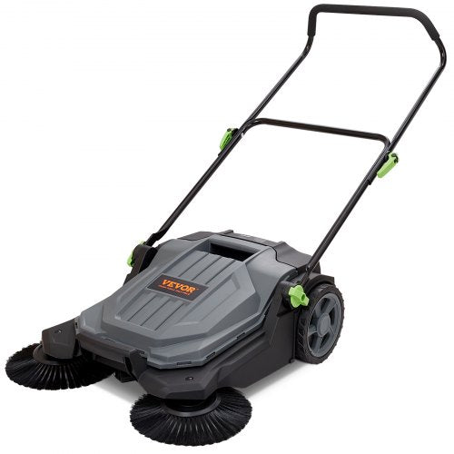 VEVOR Walk-behind Hand Push Floor Sweeper, 25.6 Sweeping Width Floor Sweeper Manual Non-Electric, 5-Gallon Waste Container, Angle & Height Adjustable Folding Handle for Walkway, Yard, Garage, Patio