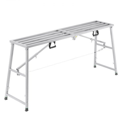 Work Platform, 4 Gear Adjustable Height, Folding Alloy Steel Step Ladder, Portable Scaffolding Platform, 880 lb Load Capacity, Non-Slip Rubber Feet, Drywall Painting Stool, Cleaning & Washing