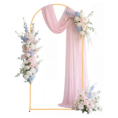Arch Backdrop Stand, 6.6 x 3.3 ft, Stable Structure, Easy Assembly, 1 Piece Gold Metal Arch Backdrop Stand for Wedding, Birthday Party, Graduation, Holiday Celebration, and Ceremony Decoration