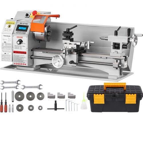 Compact Metal Lathe, 7'' x 16'', 800W, Precision Desktop Metalworking Lathe, Variable Speed 150-2500 RPM, Includes 3.9'' 3-jaw Chuck & Tool Box for Detailed Part Crafting