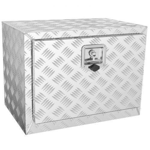 Underbody Truck Box, 24'¡Á14'¡Á16' Pickup Storage Box, Heavy Duty Aluminum Diamond Plate Tool Box with Lock and Keys, Waterproof Trailer Storage Box with T-Handle Latch for Truck, Van, Trailer