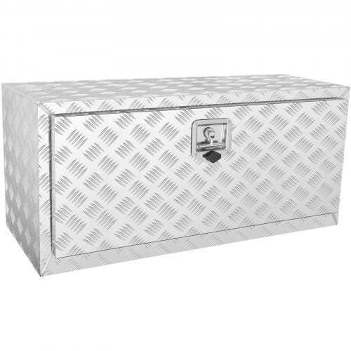 Underbody Truck Box, 36'¡Á17'¡Á18' Pickup Storage Box, Heavy Duty Aluminum Diamond Plate Tool Box with Lock and Keys, Waterproof Trailer Storage Box with T-Handle Latch for Truck, Van, Trailer