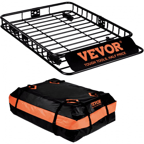 Roof Rack Cargo Basket, 51' x 36' x 5' Rooftop Cargo Carrier w/ 15 Cu Ft Waterproof Cargo Bag, 200 LBS Capacity Universal Rack Carrier for SUV, Truck