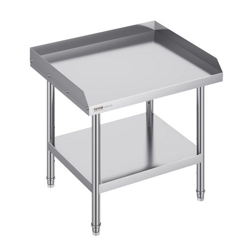Stainless Steel Work Table, 24 x 28 x 26 Inch Commercial Food Prep Worktable, 3-Sided Backsplash Heavy Duty Prep Worktable, Metal Work Table with Adjustable Height for Restaurant Home Hotel