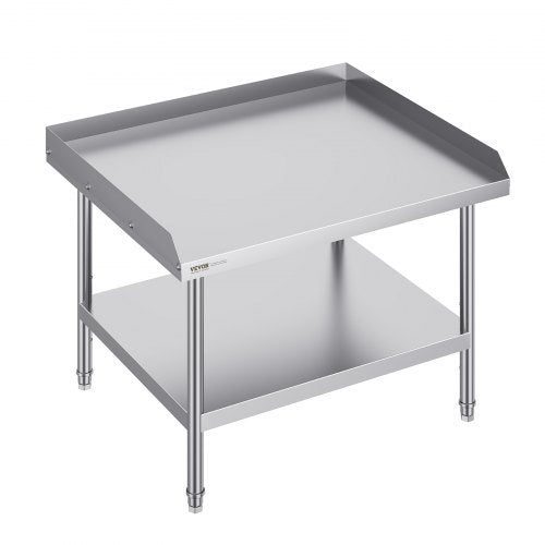 Stainless Steel Work Table, 30 x 36 x 26 Inch Commercial Food Prep Worktable, 3-Sided Backsplash Heavy Duty Prep Worktable, Metal Work Table with Adjustable Height for Restaurant Home Hotel