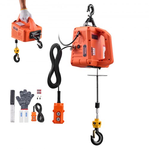 3-in-1 Electric Hoist Winch, 1550 lbs Capacity, 1500W Portable Power Winch Crane, 25 ft Lifting Height, 16.4 ft/min with Manual, Wired and Wireless Remote Control for Factory, Warehouss, Garage