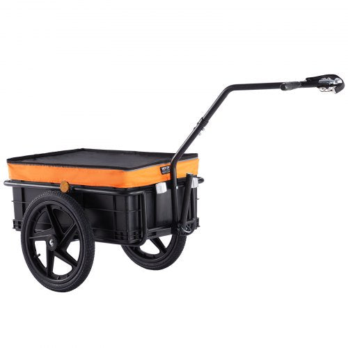Bike Cargo Trailer, 88 lbs Load Capacity, Heavy-Duty Bicycle Wagon Cart, Foldable Compact Storage with Universal Hitch, Waterproof Cover, 16' Wheels, Safe Reflectors, Fits 24'-28' Bike Wheels
