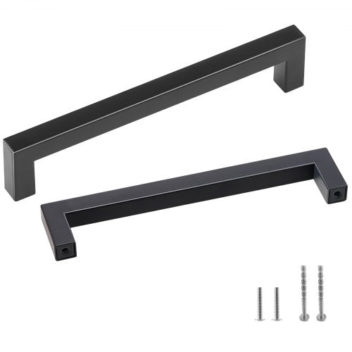 VEVOR 10 Pack Cabinet Pulls, 5.03in / 128mm Center to Center Slim Square Kitchen Cabinet Drawer, Stainless Steel Modern Kitchen Cupboard Door Handles for Kitchen Bathroom Bar Hardware Matte Black