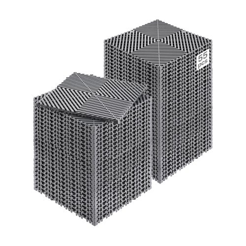 Interlocking Drainage Mat, 12¡± x 12¡± Modular Interlocking Cushion, 55 Pcs Splicing Drainage Mats, Non-Slip Gray PP Drainage Floor Tile and Shower Mat, for Garage, Garden, Kitchen & Outdoor