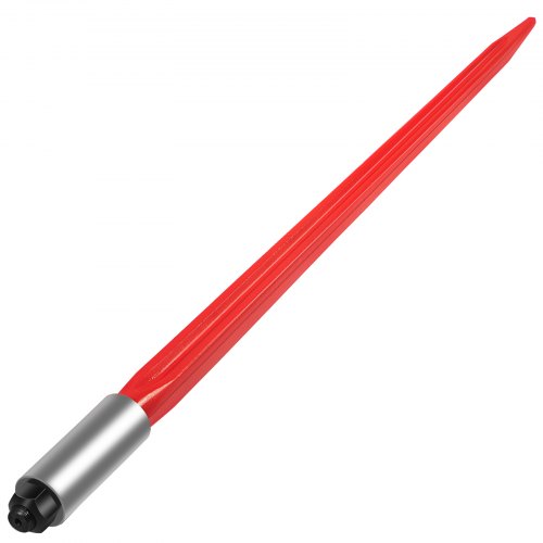 Hay Spear 32' Bale Spear 1350 lbs Capacity, Bale Spike Quick Attach Square Hay Bale Spears 1.4' Wide, Red Coated Bale Forks, Bale Hay Spike with Hex Nut & Sleeve for Buckets Tractors Loaders
