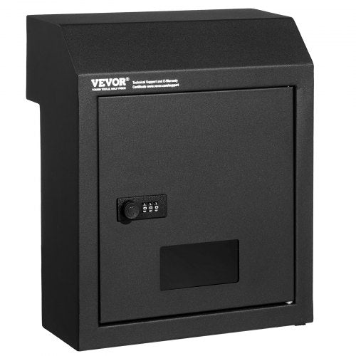 Through The Door Key Drop Box, Heavy Duty Steel Through the Door Mailbox with 12' Combination Lock, Mail Drop Box, Black
