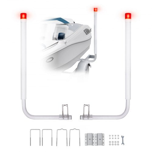 Boat Trailer Guide, 60¡å with LED Light Trailer Guide Poles, 2PCS High-Hardness Steel Trailer Guide-Ons, Trailer Guides with PVC Pipes, for Ski Boat, Fishing Boat or Sailboat Trailer