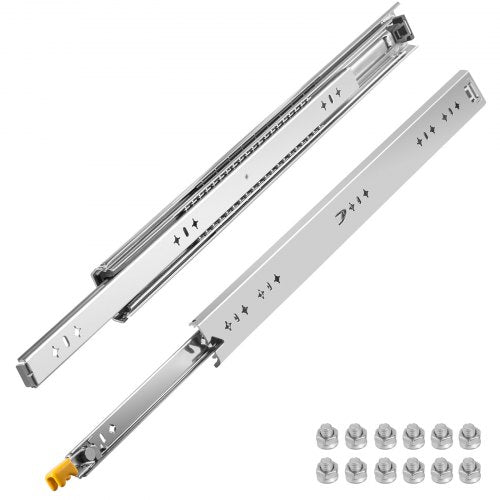 VEVOR Heavy Duty Drawer Slides 2PCS Drawer Slides 24 Locking Drawer Slides 250LBS Capacity Heavy Duty Slides Three Section Full Extension Drawer Slide Cold-Rolled Steel Industrial Drawer Slides