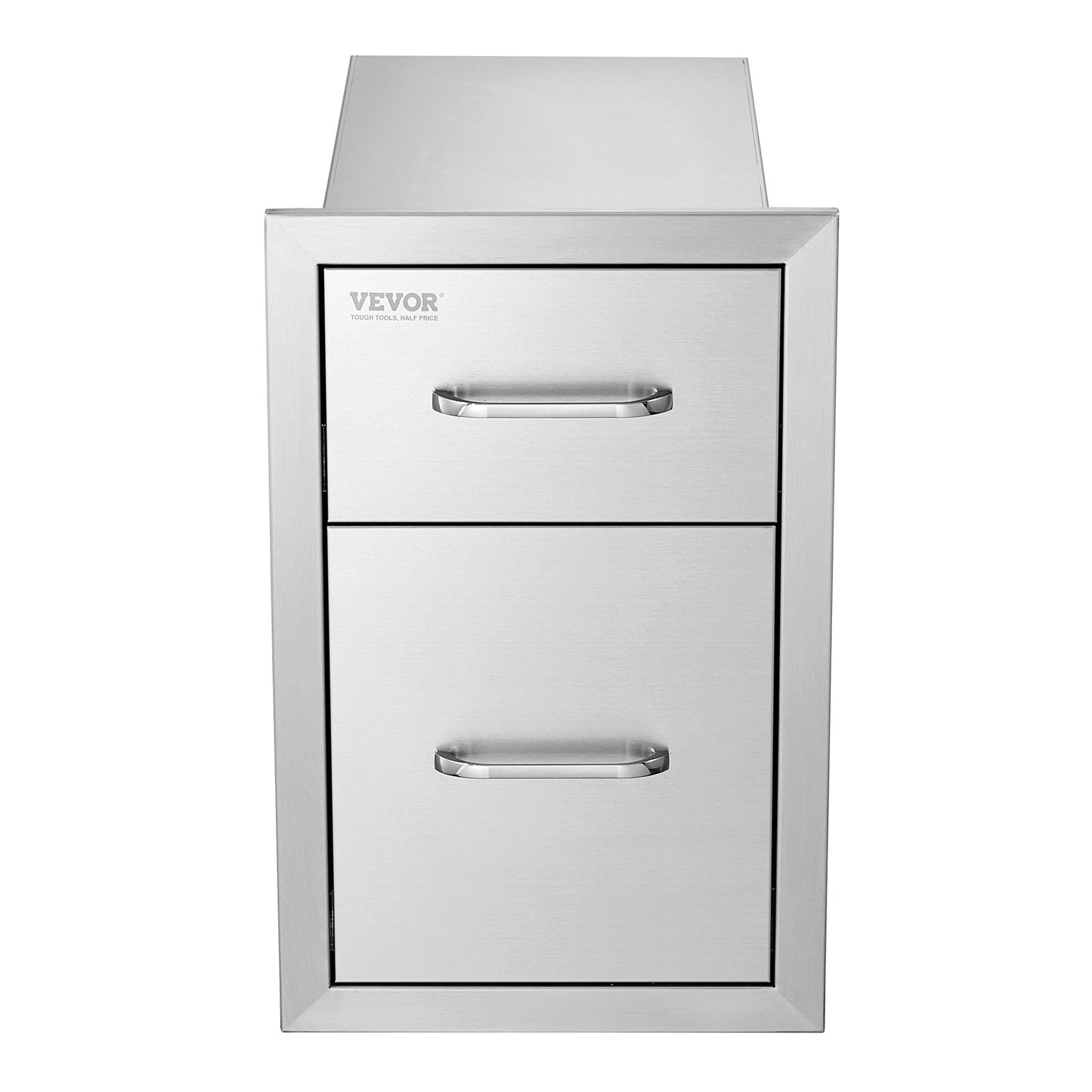 VEVOR Outdoor Kitchen Drawers 13 W x 20.4 H x 20.8 D, Flush Mount Double BBQ Access Drawers with Stainless Steel Handle, BBQ Island Drawers for Outdoor Kitchens or Patio Grill Station