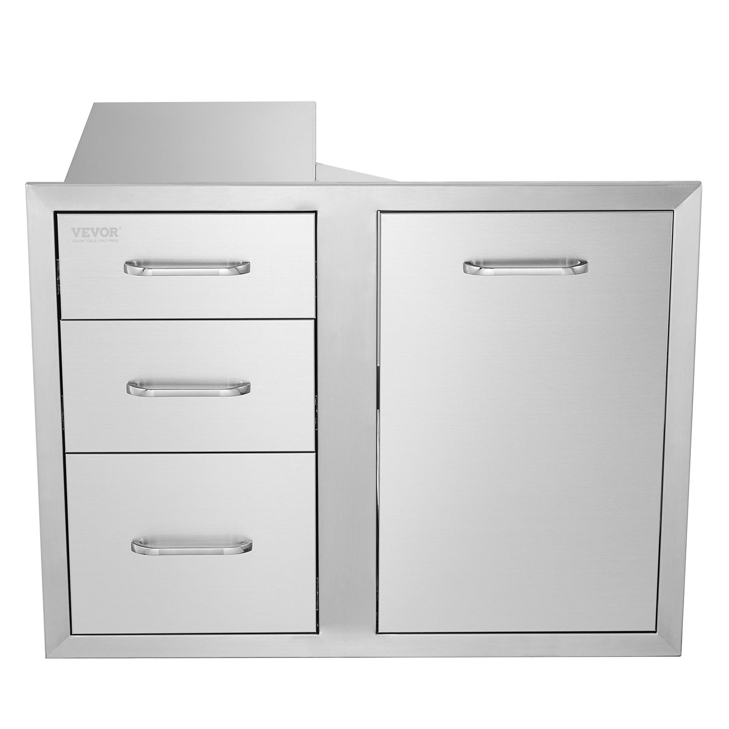 VEVOR Outdoor Kitchen Door Drawer Combo 29.5 W x 22.6 H x 21.7''D, Access Door/Triple Drawers with Propane Drawer and Adjustable Garbage Ring, Perfect for BBQ Island Patio Grill Station