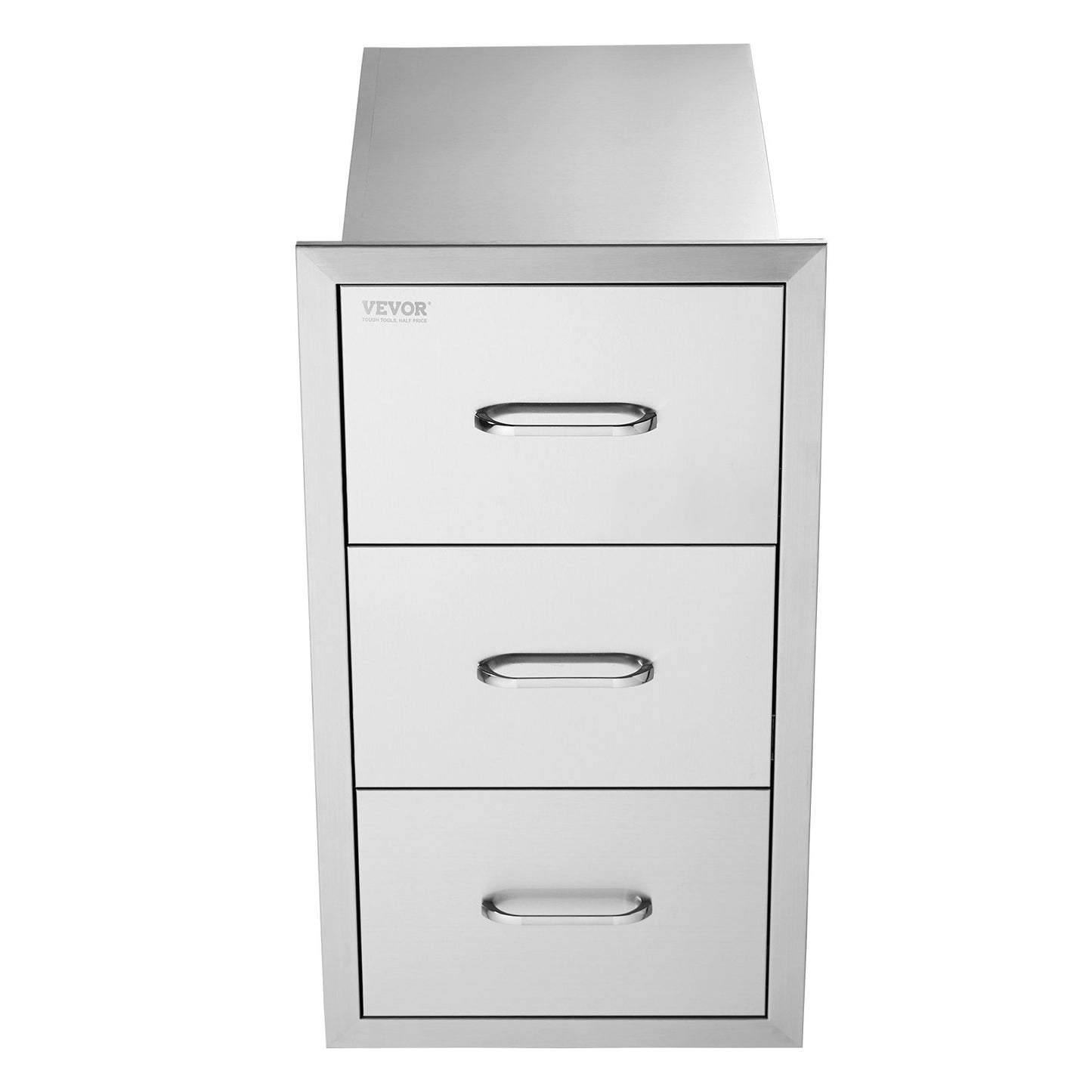 VEVOR Outdoor Kitchen Drawers 16 W x 28.5 H x 20.5 D, Flush Mount Triple Access BBQ Drawers Stainless Steel with Handle, BBQ Island Drawers for Outdoor Kitchens or Patio Grill Station