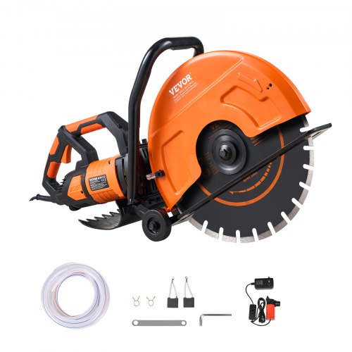 Electric Concrete Saw, 16 in, 3200 W Motor Circular Saw Cutter with Max. 6 in Adjustable Cutting Depth, Wet Disk Saw Cutter Includes Water Line, Pump and Blade, for Stone, Brick