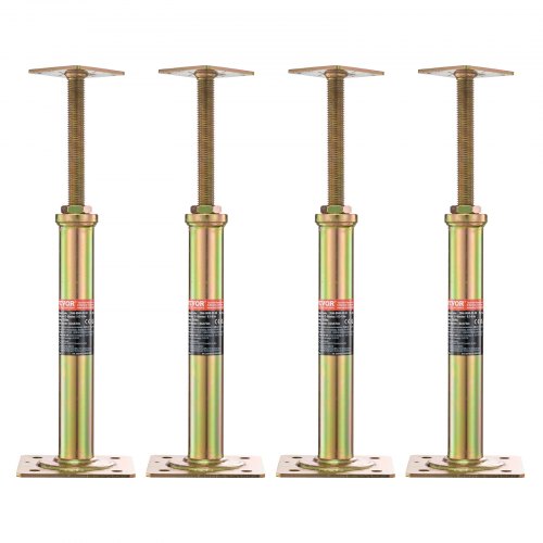 House Floor Jacks, 4 Pack, 11.6'-16' Height Range, 2500 lbs Max Load Capacity Per Unit, Adjustable Support Beam Basement Jack Post for Leveling, Galvanized Telescoping Jack for Temporary Support
