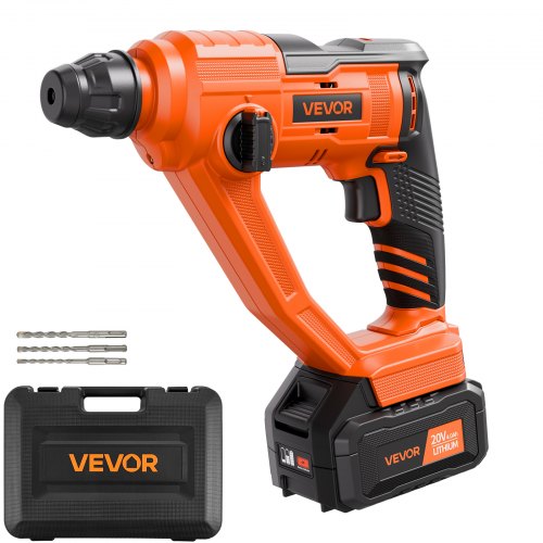 20V Cordless Hammer Drill, Lithium-Ion 0.6 Inch Rotary Hammer Driver, SDS-Plus Electric Lightweight Power Tool Kit with Battery and Charger, 2 Functions, 1000 RPM, 5100 BPM