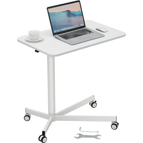 Mobile Standing Desk, 28.5'-44.2' Gas-Spring Height Adjustable Sit-Stand Desk, 360¡ã Swivel Wheels (2 Lockable) Portable Rolling Laptop Table Computer Cart for Home Office School, 44LBS Loading
