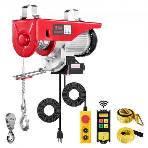 Electric Hoist, 2200 lbs 120V Electric Winch with 328 ft Wireless & 14 ft Wired Remote Control, 40 ft Single Cable Lifting Height, Single/Double Slings, Lift Hoist for Garage Warehouse Factory