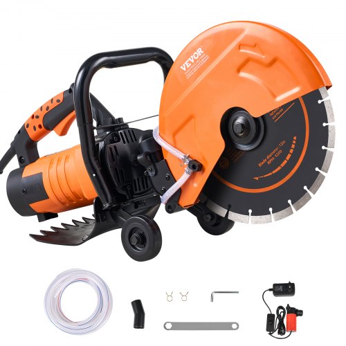 Electric Concrete Saw, 12 in, 1800 W Motor Circular Saw Cutter with Max. 4.5 in Adjustable Cutting Depth, Wet Disk Saw Cutter Includes Water Line, Pump and Blade, for Stone, Brick