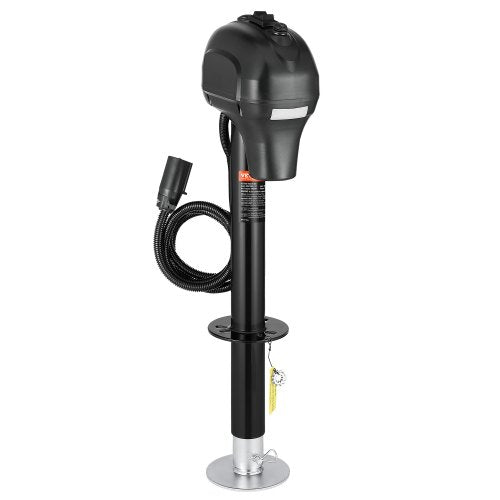 Electric Trailer Jack, 3500 lbs, Heavy Duty RV Electric Power Tongue Jack with 7-pin Connector, Manual Crank Handle & Weatherproof Jack Cover, 9.5'-27.5' Lift, for Trailers, Campers & RVs, Black