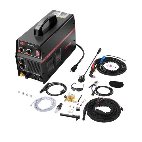 3 in 1 Plasma Cutter Welder Machine, CT-520GD TIG/MMA Plasma Cutter Combo Machine, 50A Non-Touch Pilot Arc Plasma Cutter, 200A TIG and Stick Welder, Digital 110/220V Dual Voltage IGBT Inverter
