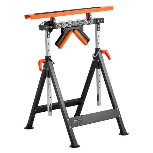 4-in-1 Roller Stand, 440 lb Load Capacity, 33-50 in Adjustable Height, Folding Heavy Duty with Rack & Polished Multi-directional Roller Head, for Table Saw Outfeed Woodworking Extension Support