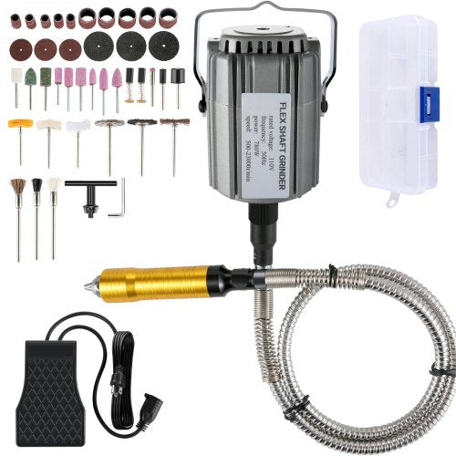 Flex Shaft Grinder 780W Rotary Tool 500-23000RPM Rotary Carver with 1/4\' 3-Jaw Chuck & Stepless Speed Foot Pedal Hanging Grinding Machine 131PCS Accessories for Jewelry Polishing Grinding DIY