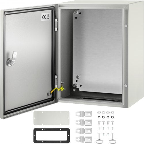 NEMA Steel Case, Dimensions 16x12x8 inches, NEMA 4X Steel Electric Enclosure, IP66 Rated for Water and Dust Resistance, Suitable for Both Outdoor and Indoor Use, Includes Mounting Plate