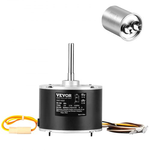VEVOR Condenser Fan Motor 5KCP39BGS069S, 5KCP39BGY915S, 1/10 HP 208-230V, 1100RPM, OEM Standard Upgraded Replacement Condenser Motor Reversible Rotating, Explosion-proof CBB65 5¦_F/370V Capacitor
