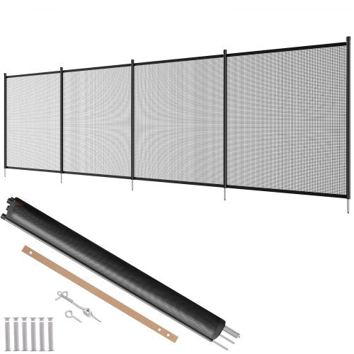 Pool Fence, 4 x 12 FT Pool Fences for Inground Pools, Removable Child Safety Pool Fencing, Easy DIY Installation Swimming Pool Fence, 340gms Teslin PVC Pool Fence Mesh Protects Kids and Pets