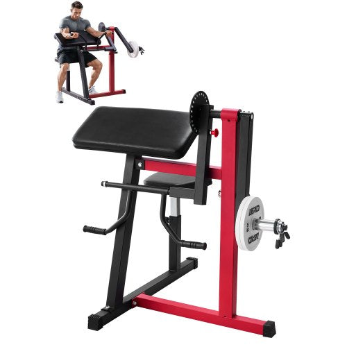 Preacher Curl Machine, 2 in 1 Bicep Curl Machine and Triceps Extension Machine, Seated Arm Isolated Bicep Station, Strength Training Workout Weight Bench, Exercise Equipment for Home Gym