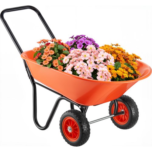 Wheelbarrow Cart, 5 Cu. Ft. Load & 397 lbs Capacity, 2 Wheels Garden Dump Cart, Garden Wagon with Handle &? 10'? Wide Track Wheels, Easy Loading Utility Yard Cart & Wagons for Outdoor Lawn Yard