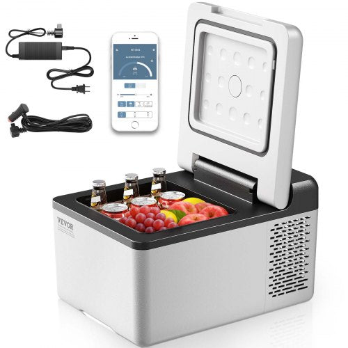 12 Volt Refrigerator 10 Qt, Portable Mini Freezer (-4¨H~68¨H) with APP Control Car Compressor Fridge Cooler 12V/24V DC and 110-220V AC For Camping, Road Trip, Travel, Outdoor and Home