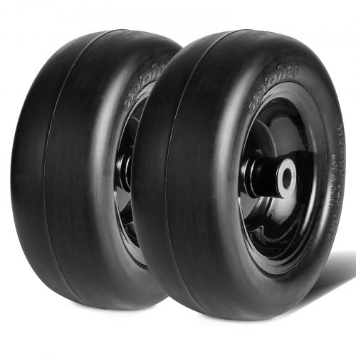 VEVOR Lawn Mower Tires with Rim, 11x4-7 Tubeless Tractor Tires, 2-Pack Tire and Wheel Assemby, Flat-free PU Tire, 3.4 Centered Hub, 3/4 Bushing Size, 20 PCS Adapters for Riding Mowers Lawn Tractors