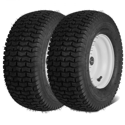 Lawn Mower Tires with Rim, 16x6.5-8' Tubeless Tractor Tires, 2-Pack Tire and Wheel Assembly, Turf Pneumatic Tires, 3' Offset Hub, 3/4' Bushing Size, 16 PCS Adapters for Riding Mower Lawn Tractor